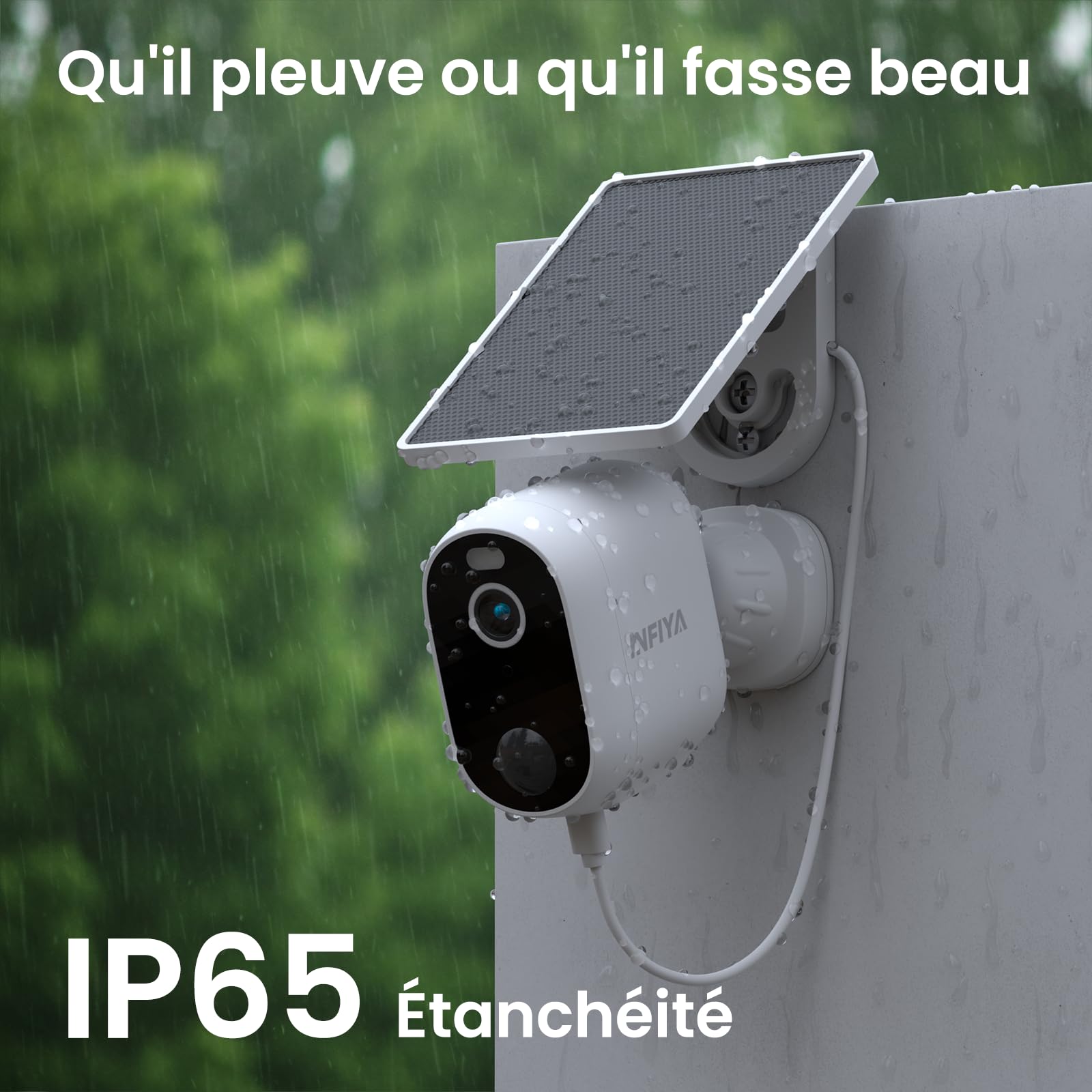 INFIYA 2K Camera Surveillance WiFi Exterieure sans Fil - Camera Exterieur sans Fil Solaire, Alerte Instantanée PIR, Vision Nocturne Couleur, Détection Humaine, 2.4GHz WiFi, Étanche IP65 (Lot de 2)