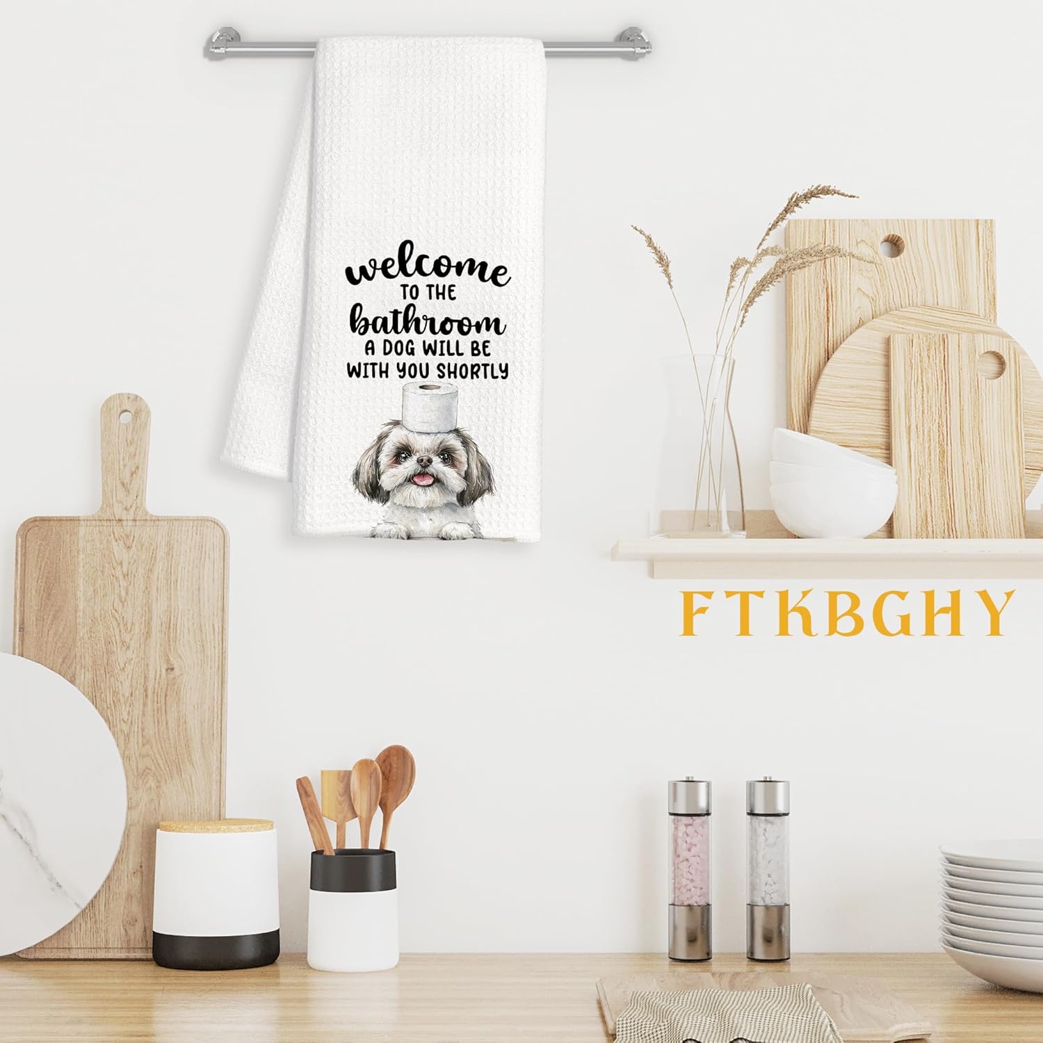 Funny Shih Tzu Hand Towels for Bathroom Decor, Dog Lover Gifts for Women Men, Shih Tzu Gifts Decorative Hand Towels for Bathroom Restroom Room, 16x24 Inch - Image 3