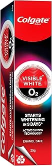 Colgate Visible White O2 Teeth Whitening Toothpaste (25g) for Noticeably Whiter Teeth Starting in 3 Days with Active Technology, Enamel Safe & Fresh Breath