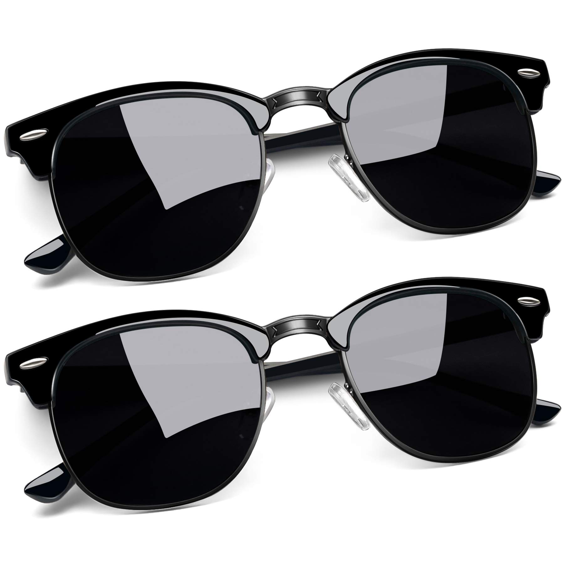 Joopin Vintage Sunglasses Half Frame Sun Glasses Polarized UV Protection Browline Shades for Women Men