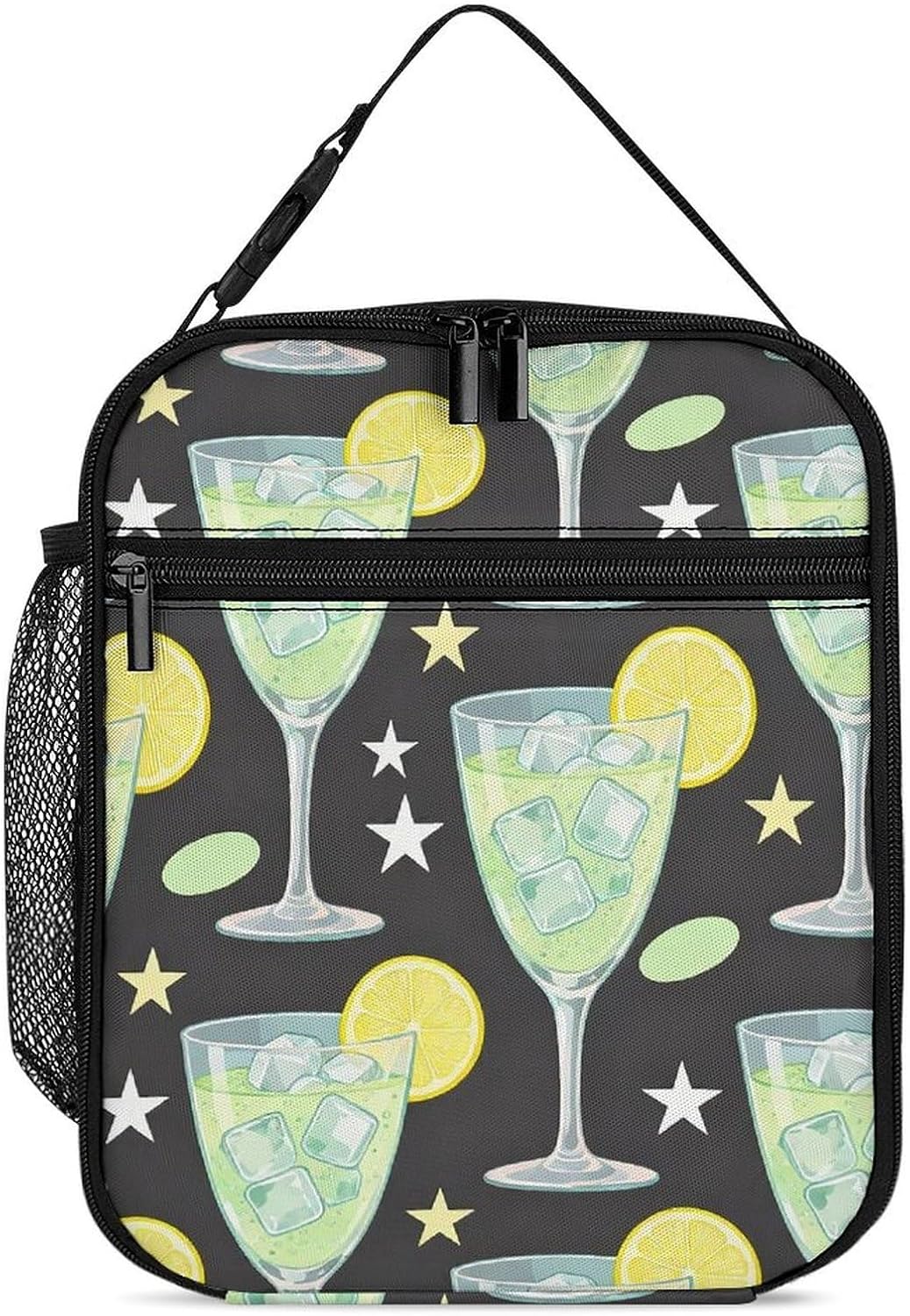 Lunch Bag for Men/Women,Cocktail Glasses Lemon Slices Reusable Lunchbox for Adult,Insulated Lunch Box,Lunch Tote Bag for Office,Work,Picnic
