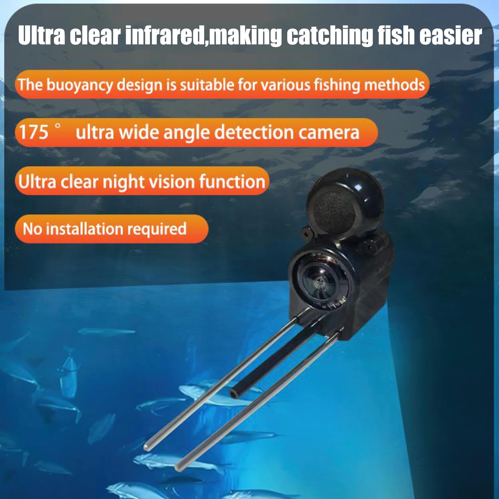 Cámara de Pesca Subacuática 4,3" IPS IP65 Visión Nocturna Infrarrojos Gran Angular