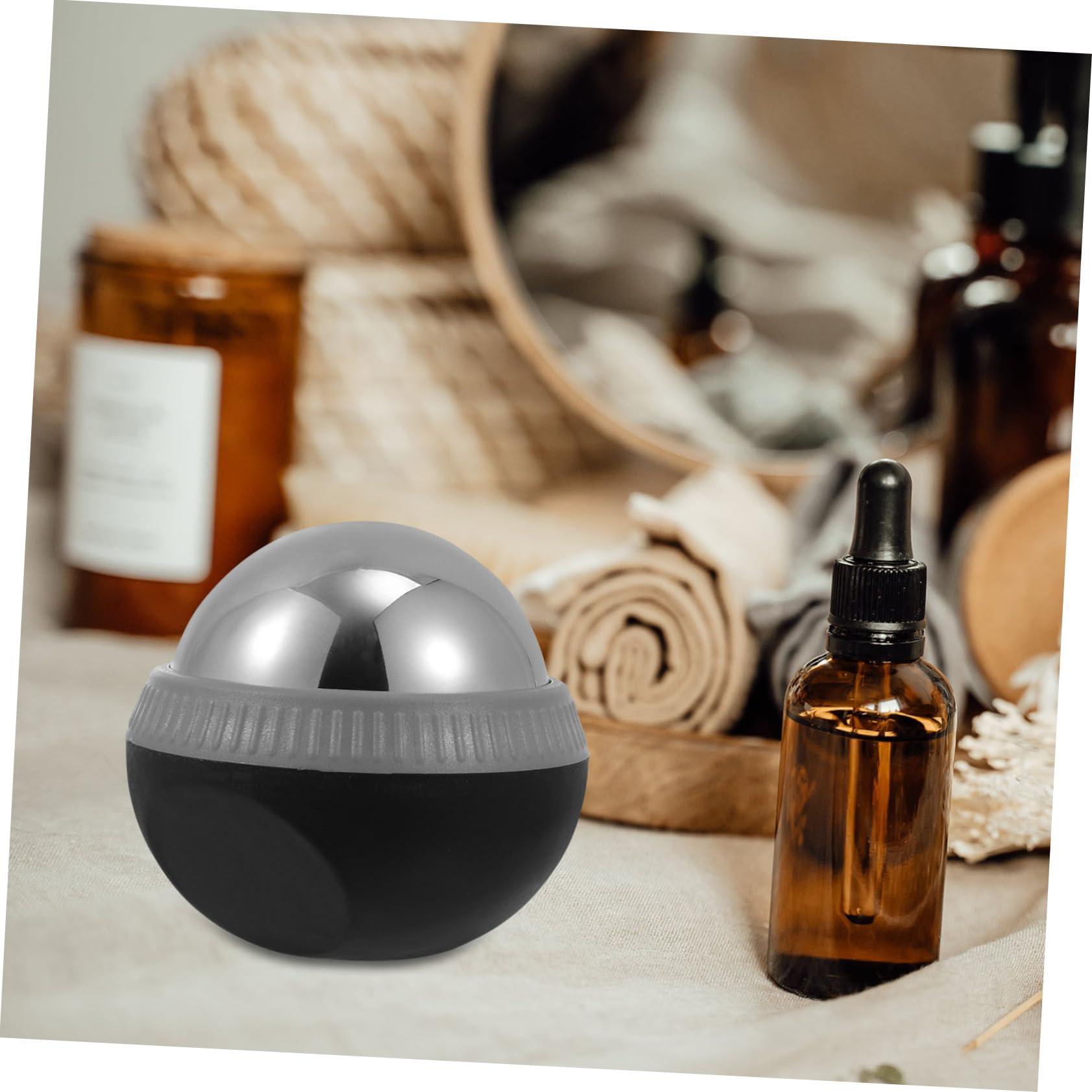 1 Stück Edelstahl Massageball Schwarz mit Aufbewahrungstasche