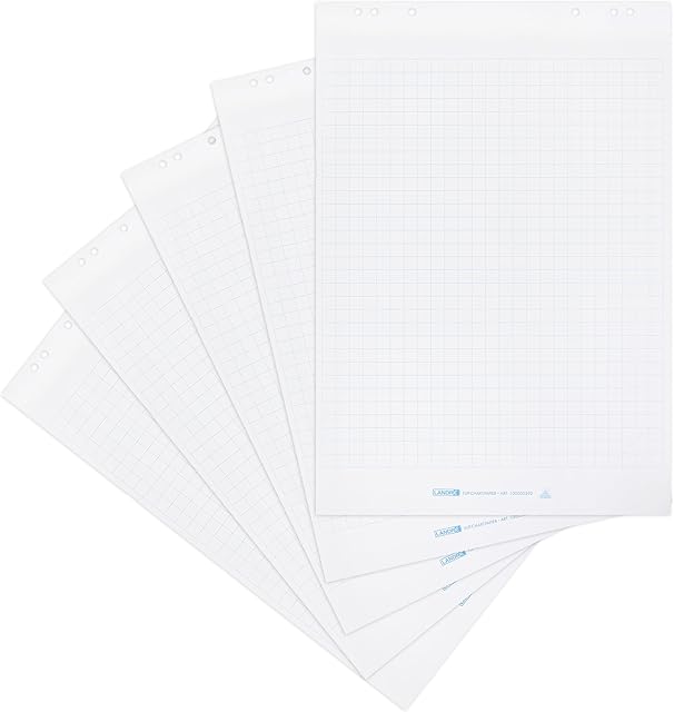 Landre papier do flipchartów w kratkę, z 20 arkuszami na każdy blok