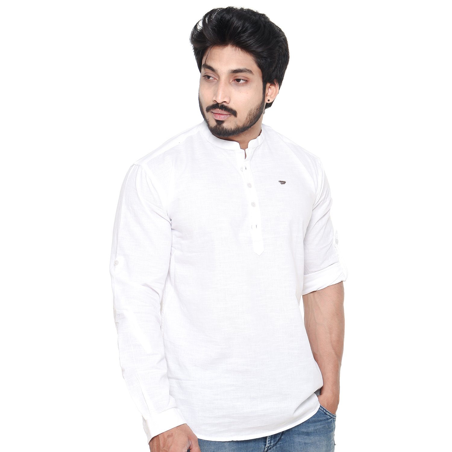 twist Men's Linen Chinese Collar Plus Size Short Kurta-picture-30