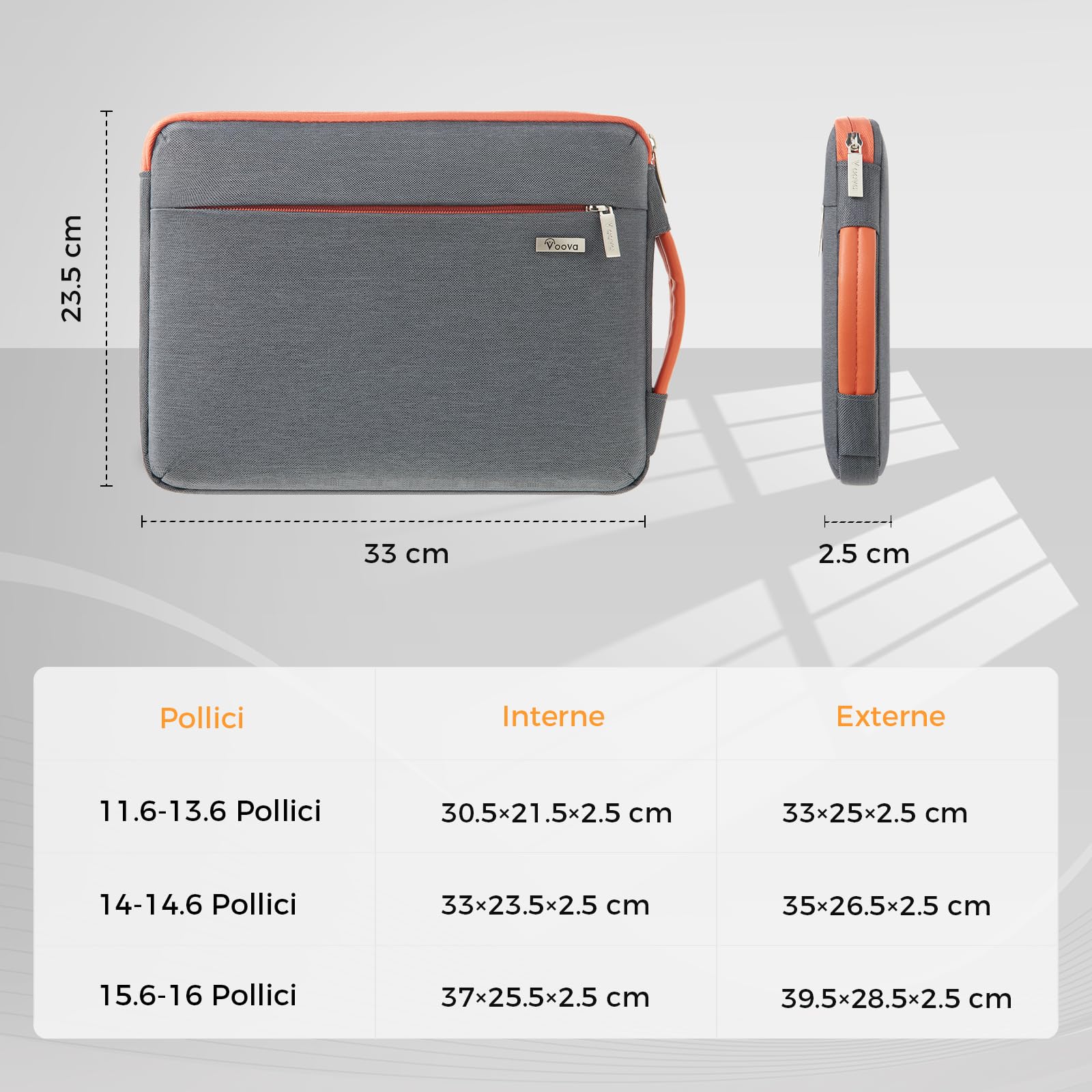 Voova Custodia PC Portatile Custodia Computer Laptop 14 14,5 Pollici (33×23,5×2,5CM) Custodia Macbook, Porta PC per Macbook Pro 14 Chromebook 14 HP 14 Inspiron 14 Zenbook 14, Grigio Scuro