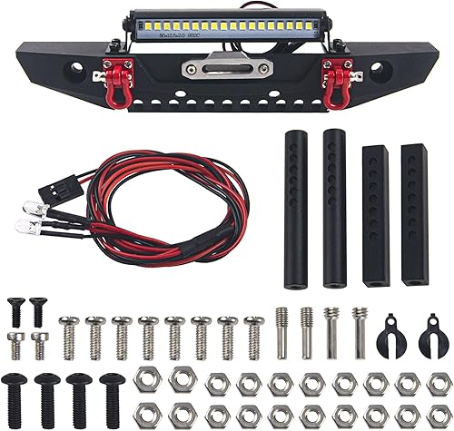 ShareGoo Parachoques delantero de metal con barra de luces remolque compatible con Traxxas TRX-4 Axial SCX10 90046 90047 SCX10 II 110 RC Crawler Car