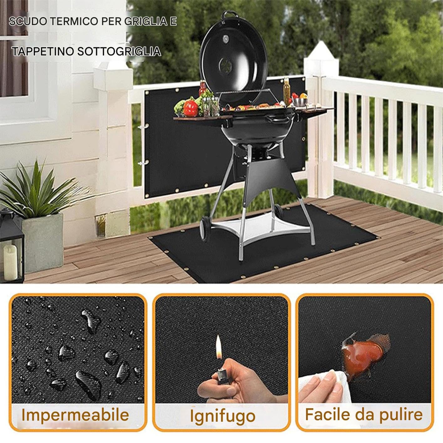 Tarcza ciepła za grillem, ognioodporna tarcza ciepła dla BBQ Grill Mat