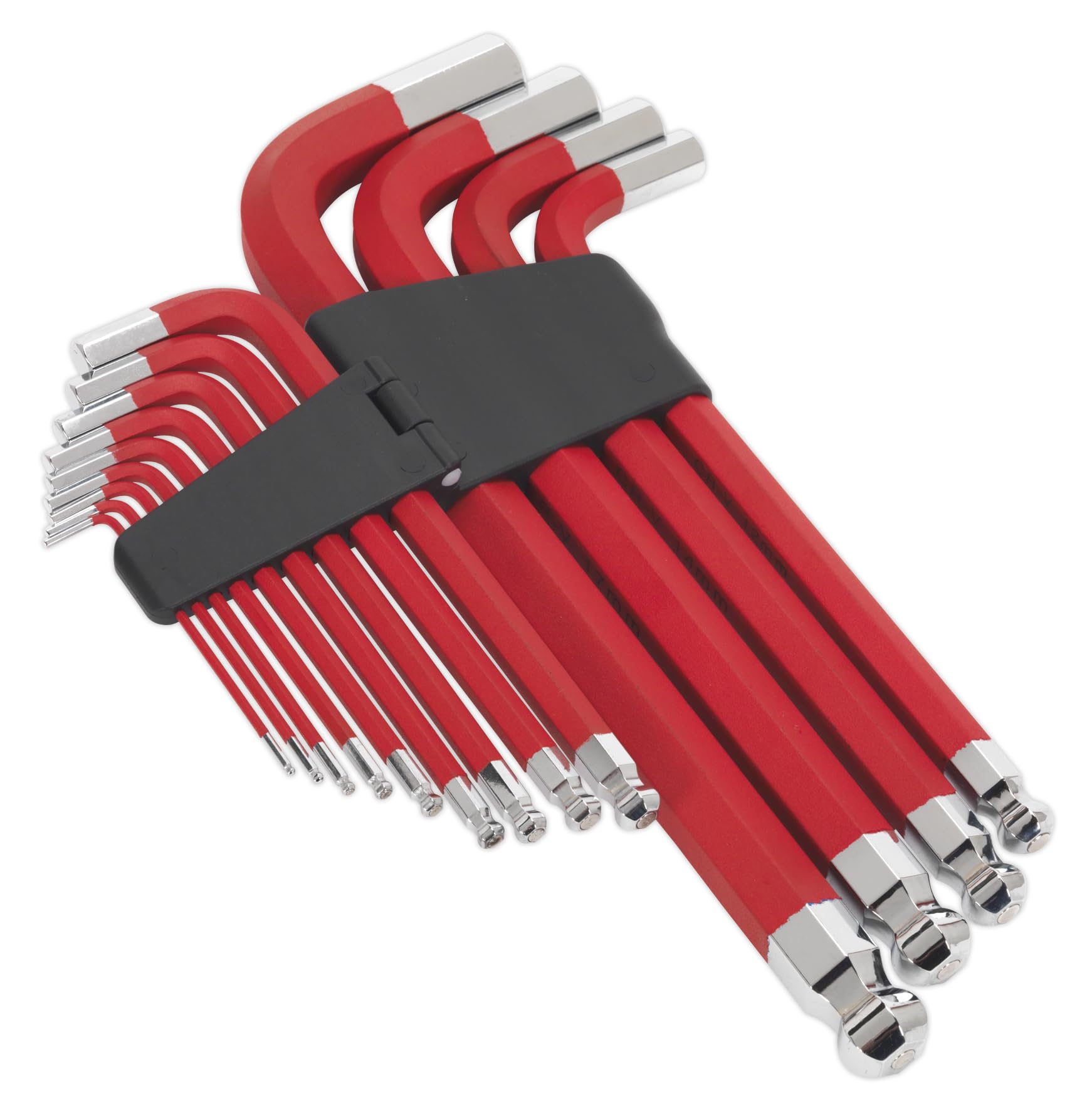 Sealey AK7187 Jumbo Ball-End Hex Key Set 13pc Anti-Slip - Metric, Red - Image 2