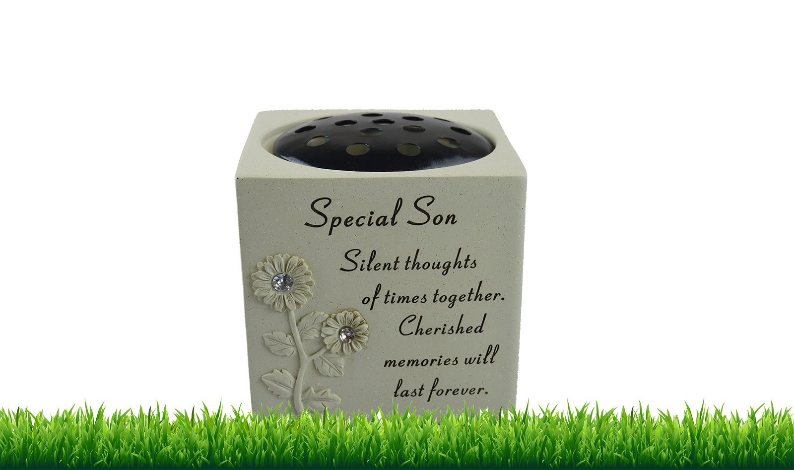 Memorial Graveside Pot Verse Flowers Diamante Rose Grave Pot Vase Special Missed - Special Son
