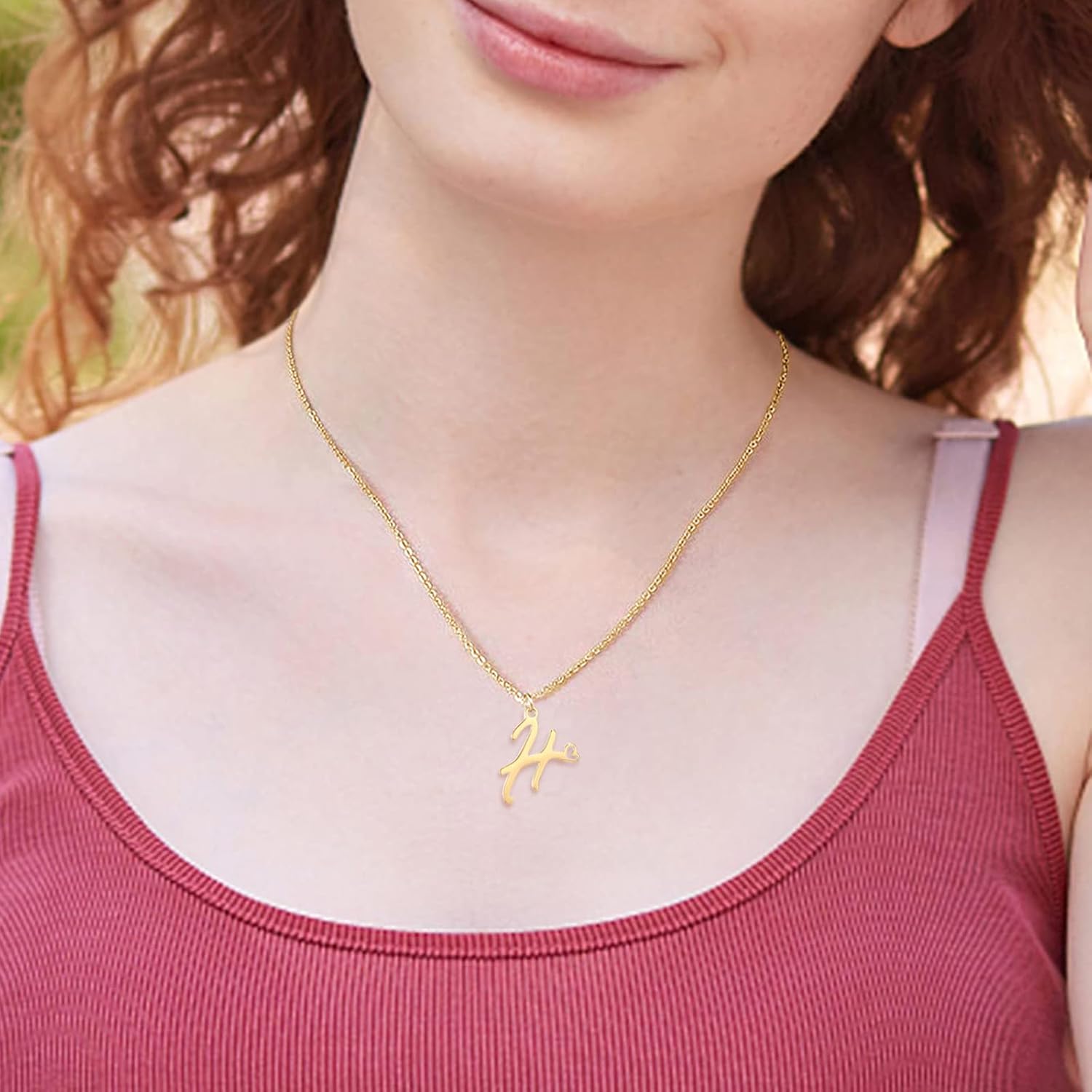 Initial Necklace for Women,14K Gold Dainty A-Z Letter Pendant with Heart Choker Necklace Jewelery Gifts,Personalized Cursive Cute Tiny Initial Pendant Necklace for Girls - Image 3
