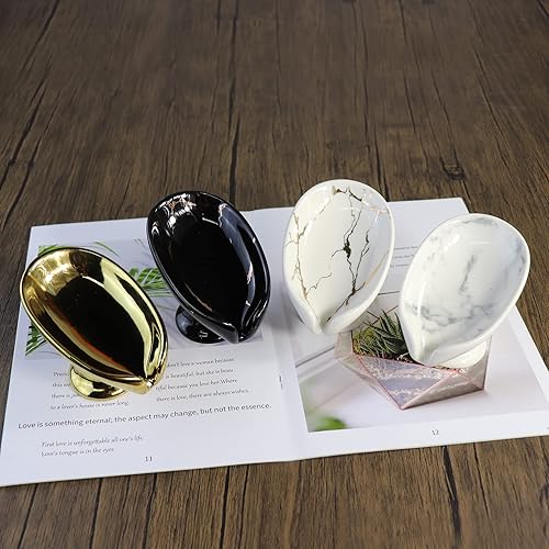 Miniatura 7 de Jabonera autodrenante de cerámica de mármol blanco, soporte de soporte para jabonera, jabonera, jabonera, jabonera, para baño, ducha, mostrador de