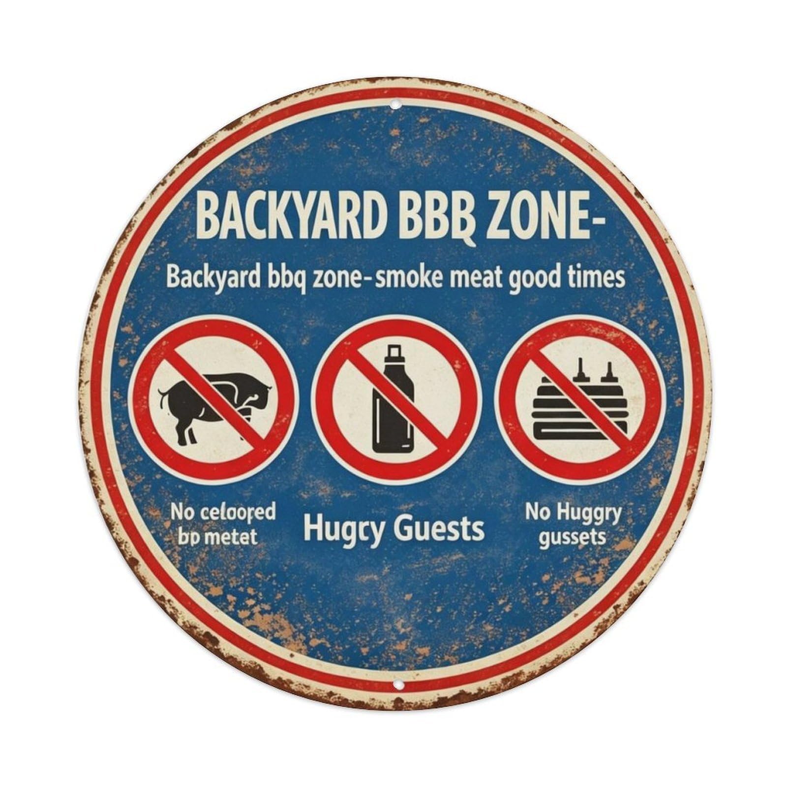 Backyard Bbq Zone Metal Tin Sign Plaque