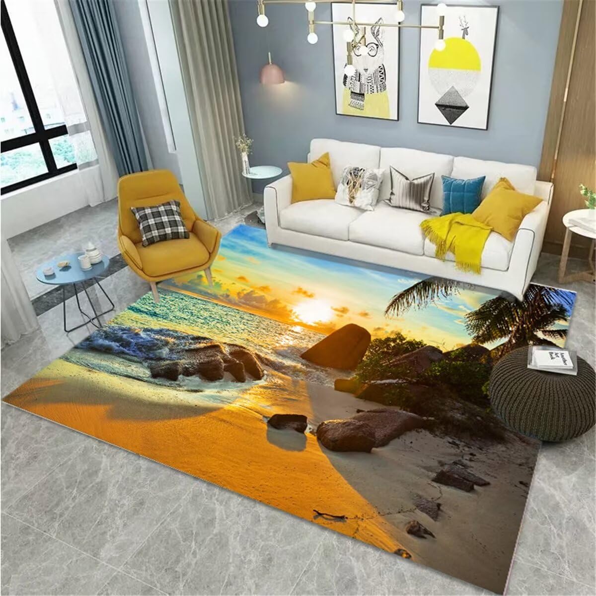 Tapis de chambre lavable noir 60x90cm | Descente de lit shaggy moderne