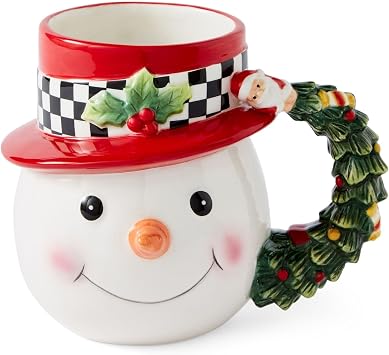 Spode Christmas Tree Christmas Tree Black and White Snowman Toby Mug