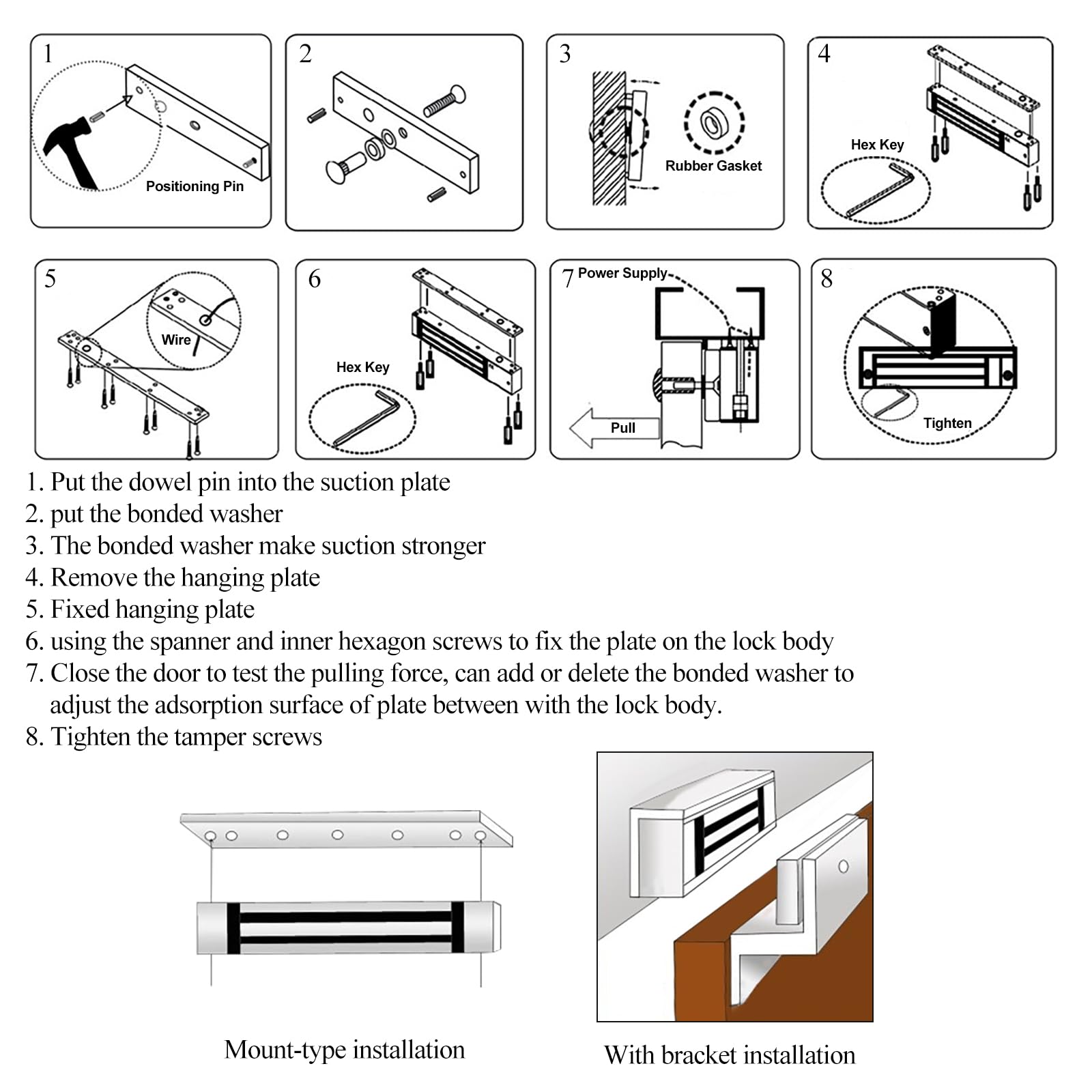 Serrure électromagnétique pour porte simple 280 kg Force de maintien 12 V NC pour système de contrôle d'accès Serrure magnétique à porte unique