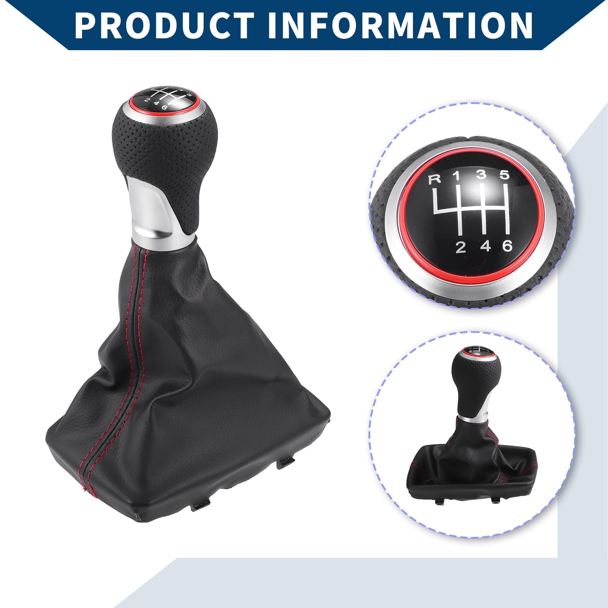 Pomello Cambio Manuale Per Audi S-Line 07-15 1 Pezzo | Per Audi S4, Colore Nero Rosso, Materiale Ecopelle Plastica, Diametro Foro 12mm, Dimensioni 14.5x10.6x24cm, 1 Pezzo
