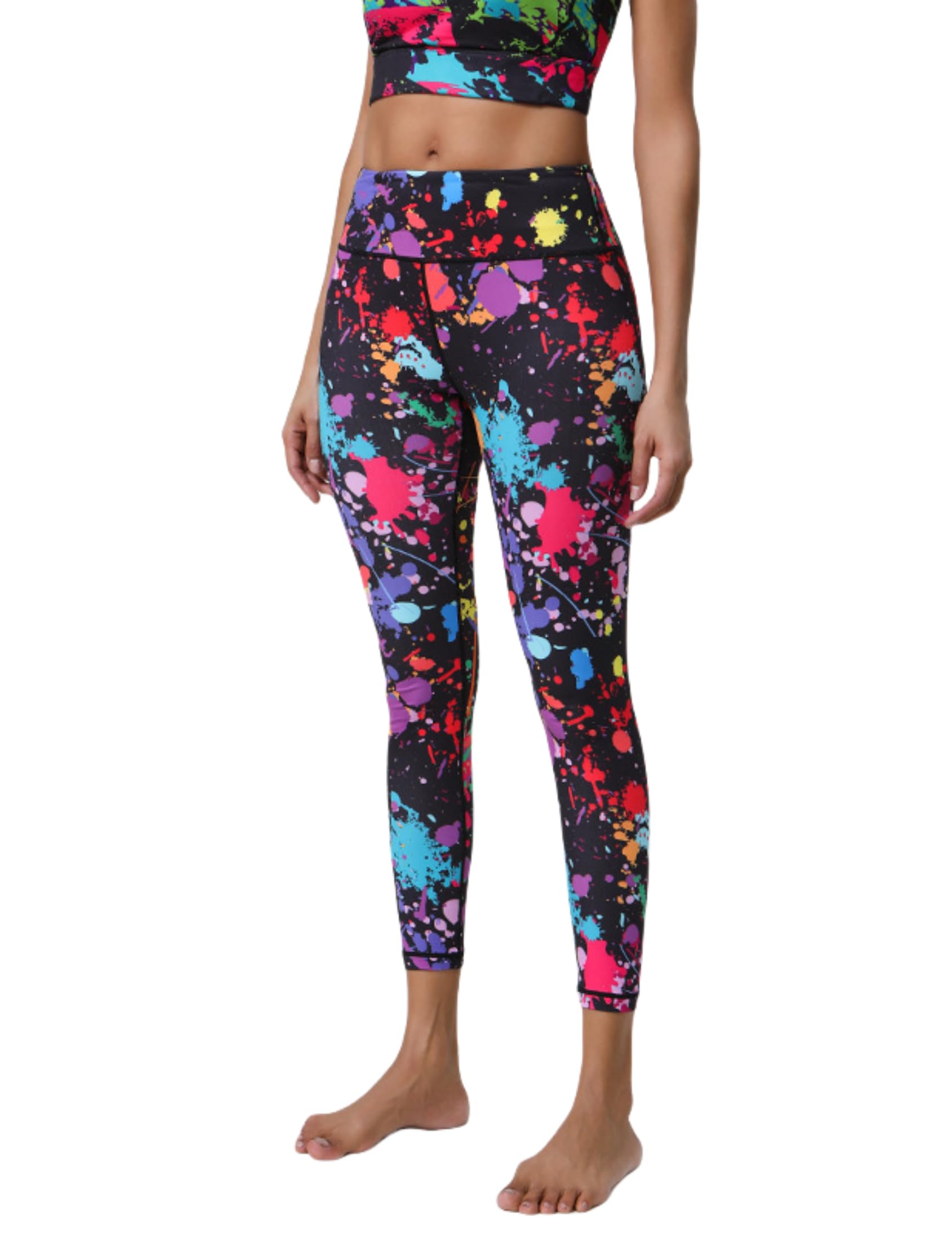 Women's High-Waisted Patterned Yoga Leggings Vibrant Print Tummy Control Workout Pants for Fitness and Casual Wear