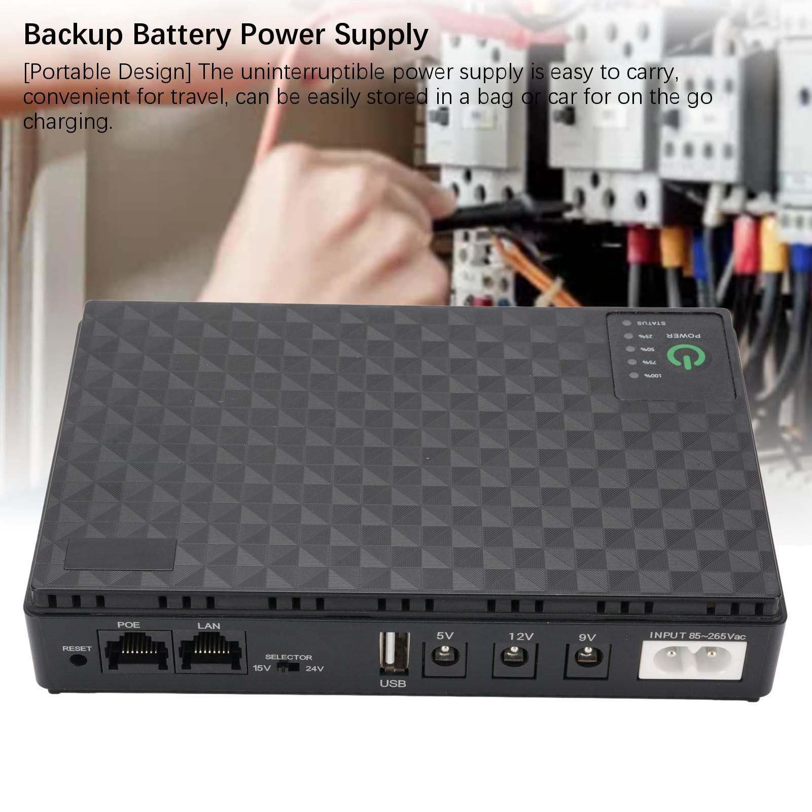 Pyhodi Mini UPS Battery Backup dla RouteróW, UPS Battery Backup 10400 MAh USB 5V DC 5V 9V 12V Poe 15V 24 V Maksymalnie 18 W Modem Zasilający Router, Nieprzerwane (Wtyczka UE 85-265V)