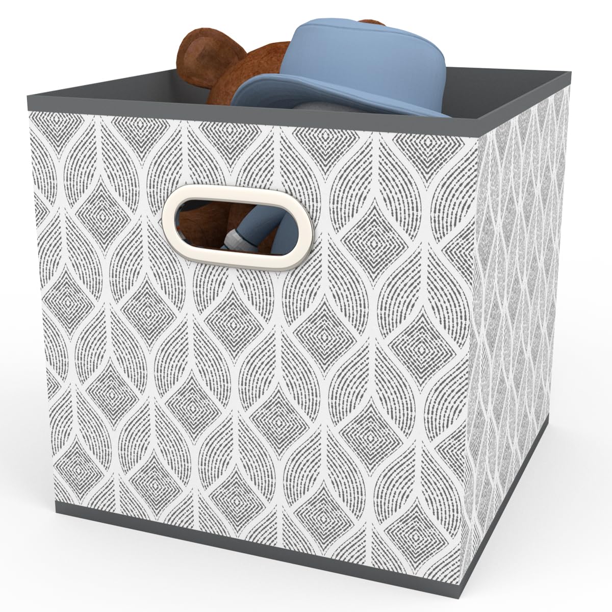 Primeway® PP Non-Woven Fabric Collapsible Square Storage Cube Box | Closet Organizer | Shelf Space Saver Bin | Foldable Basket w/Metal Handles for easy access, 30x30x30cm | 27Ltrs | Large | Pack of 1