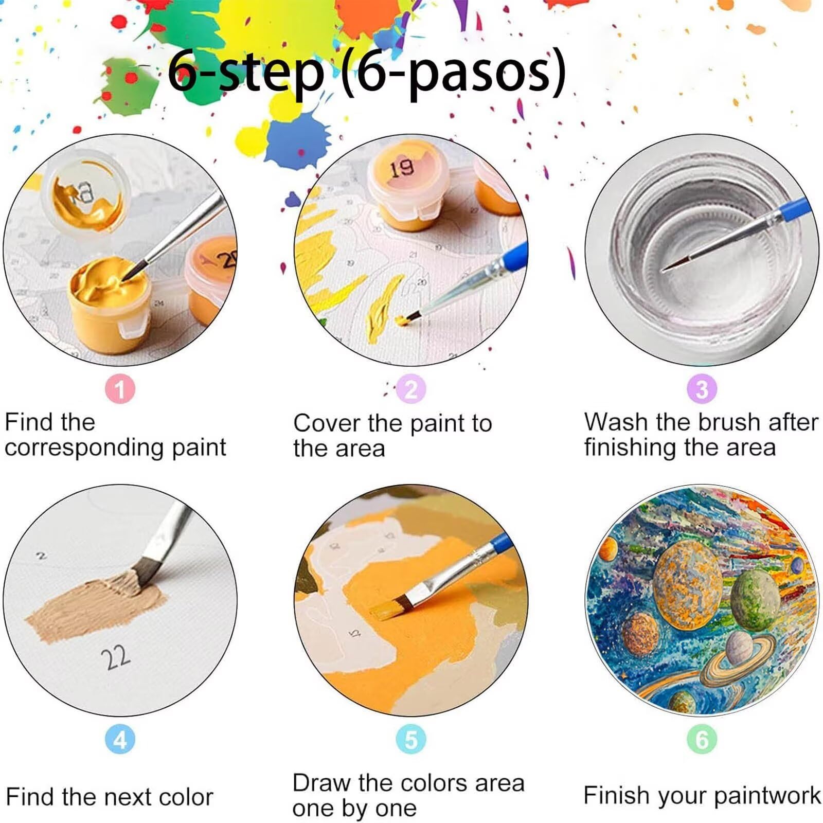 Pintar por Numeros Adultos Galaxia, Pintar por Numeros Niños Kit Manualidades Adultos Sistema solar Cuadros para Pintar por Numeros Pintura Acrílico, Cuadros Decoracion Salon Modernos 80X160cm 7w-W-8