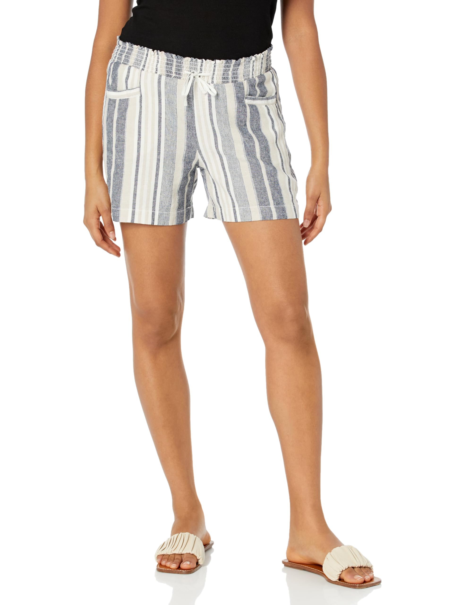 Briggs New York Women's Linen Pull on Drawstring Short with Welt Pockets