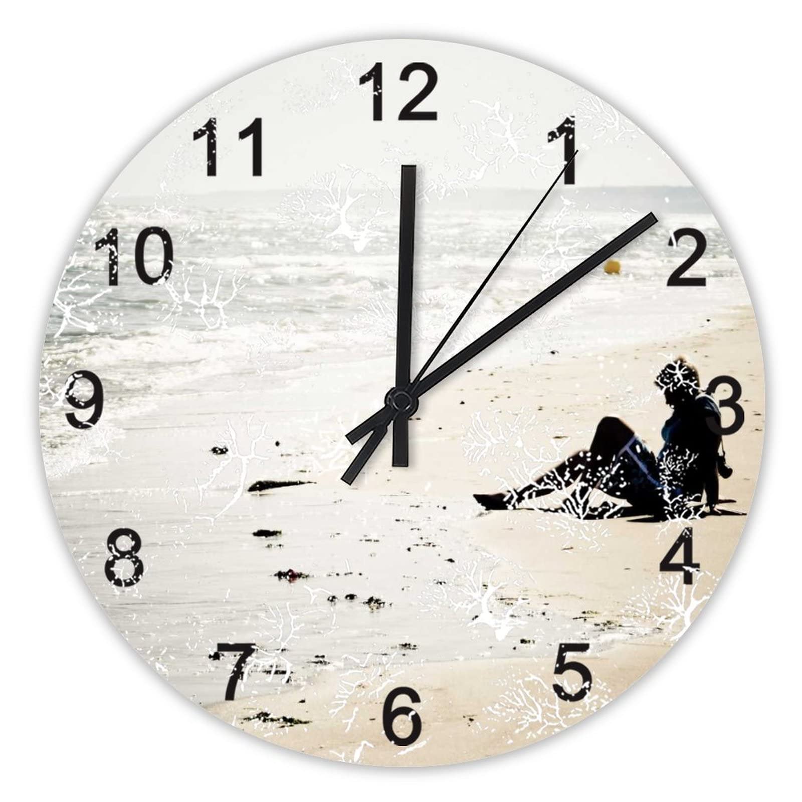 Horloge murale décoration d'intérieur motif plage, idée cadeau originale de 40,6 cm