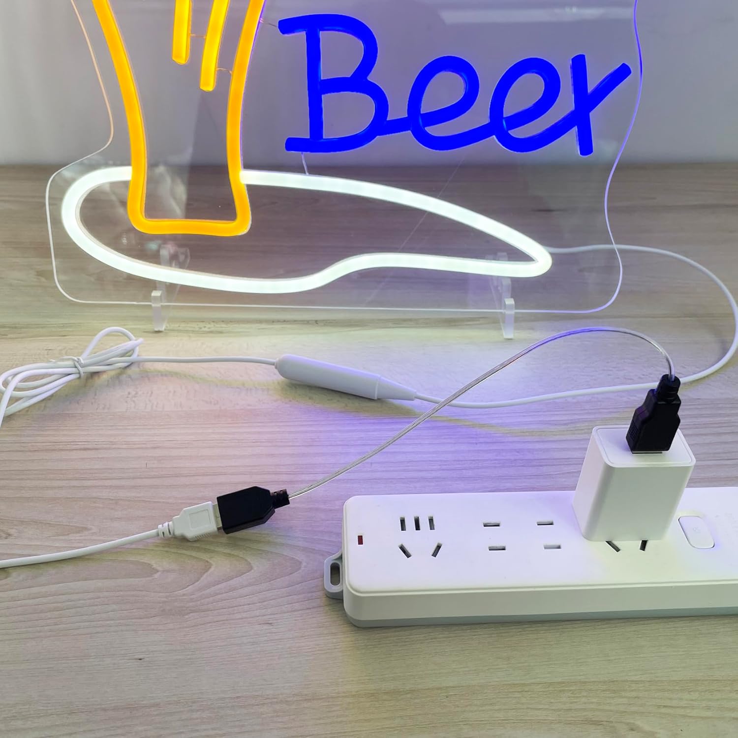 Neon Sign Extension Cord, USB Male-Female, Transparent Line, Multiple Lengths Available, Fix The Short Neon Sign Power Cord Issue (40inch)