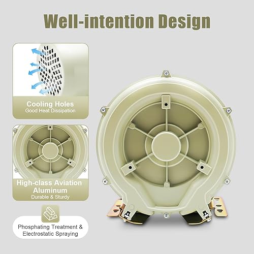 Miniatura 5 de Bomba de soplador de aire de vórtice industrial del tanque de peces del estanque de la acuicultura de 370W, bomba de aire comercial Bomba de aire
