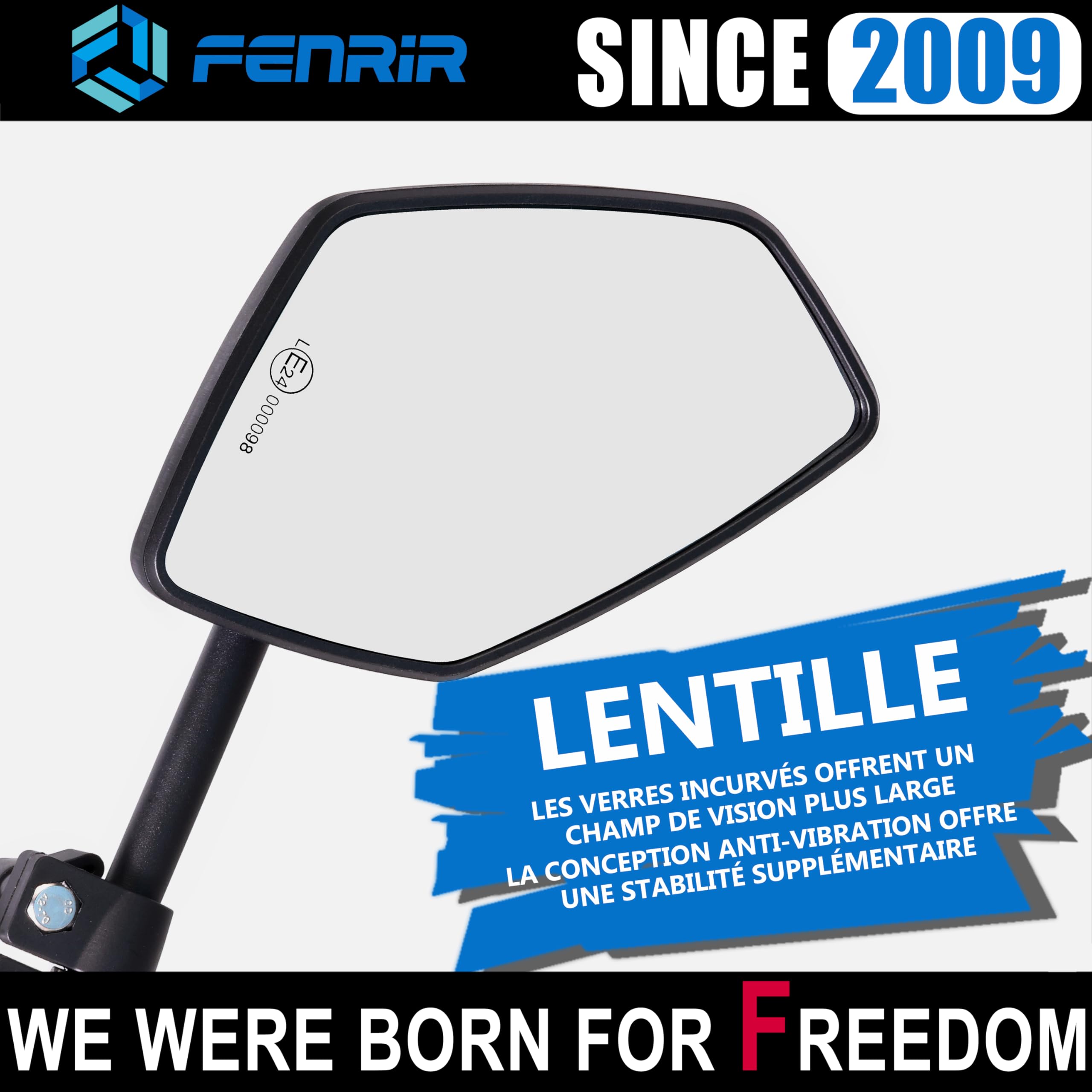 FENRIR Homologué Rétroviseur Moto Retroviseur Indestructibles Fonction Pliable Anti-éblouissement Lentilles Courbes Anti-vibration Ajustables Compatible avec Les Adventure Enduro Tourer (801-0118)