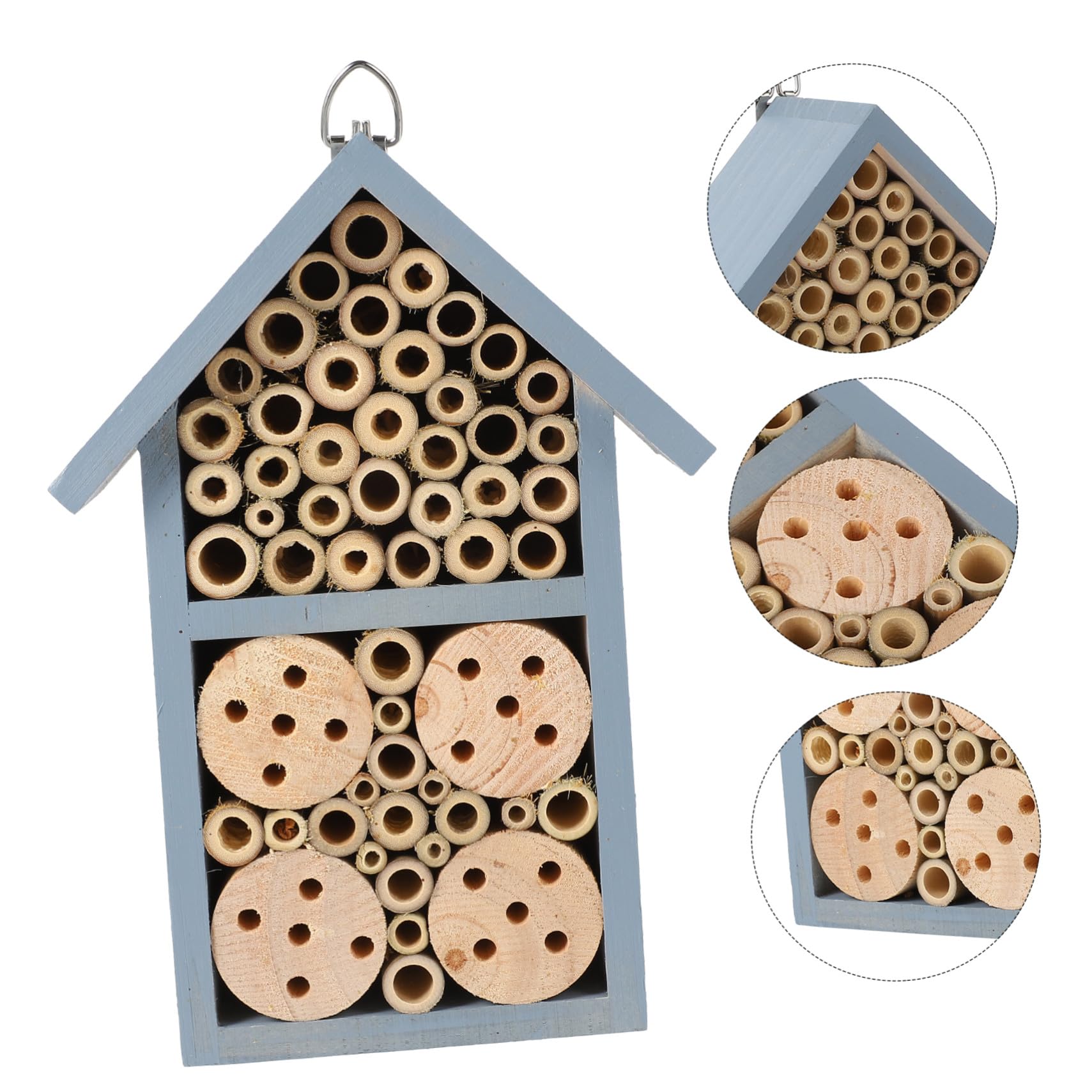 Insektenhaus Für Bienen Und Marienkäfer Blau Lackiertes Insektenhotel Mit Schutzdach Geeignet Für Garten Terrasse