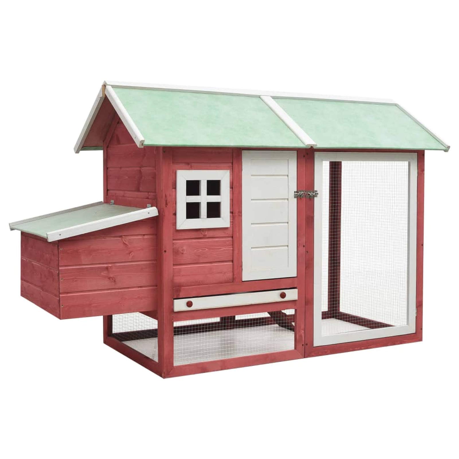 Homgoday Jaula para pollos, color rojo, 170 x 81 x 110 cm, madera maciza de pino y abeto, gallinero y corral, jaula para gallinas, patos, conejos, perros, jaula de aves de corral, animales y