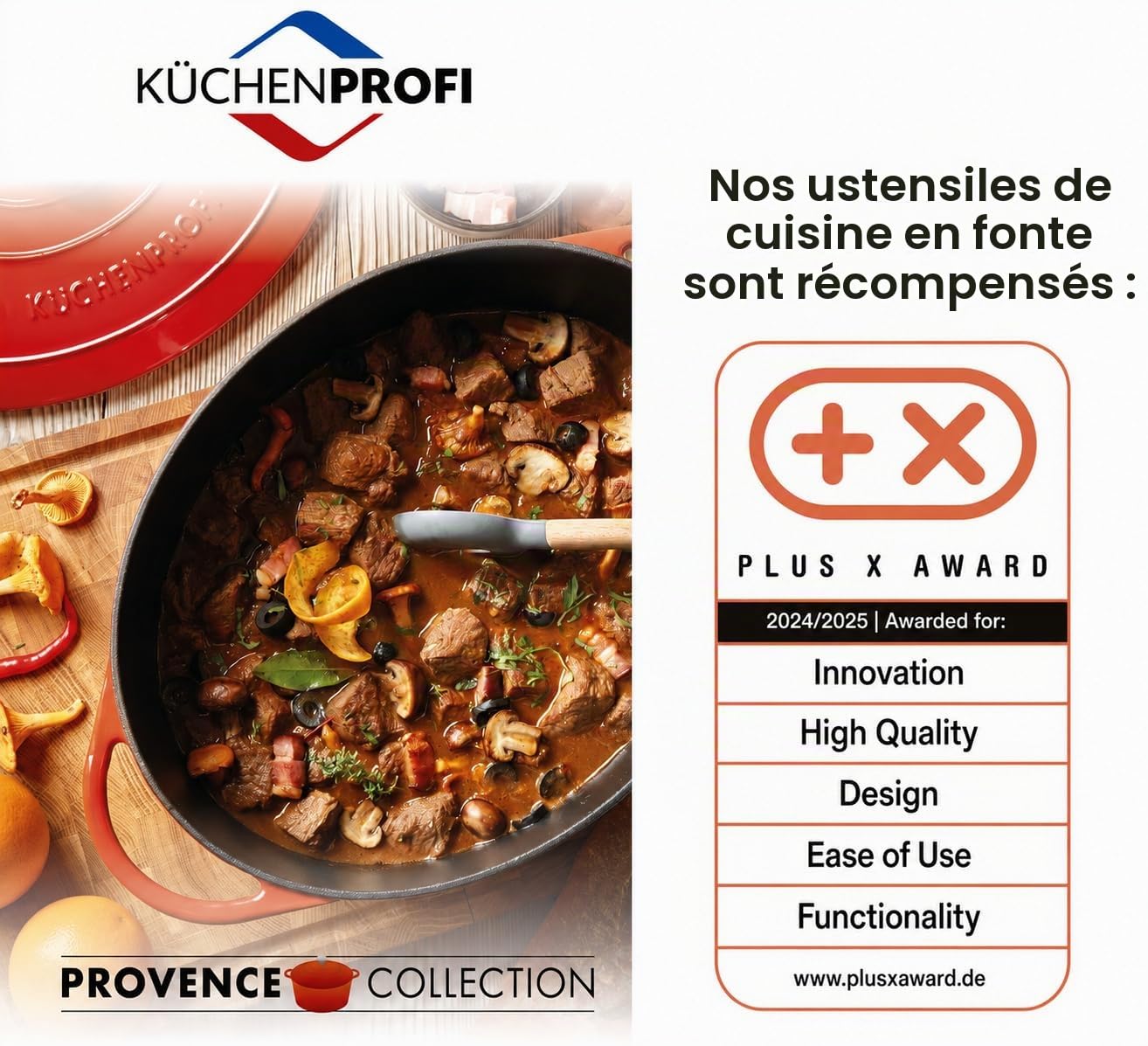 Küchenprofi 04 0200 10 40 Casserole ovale Fonte Noir 40 cm