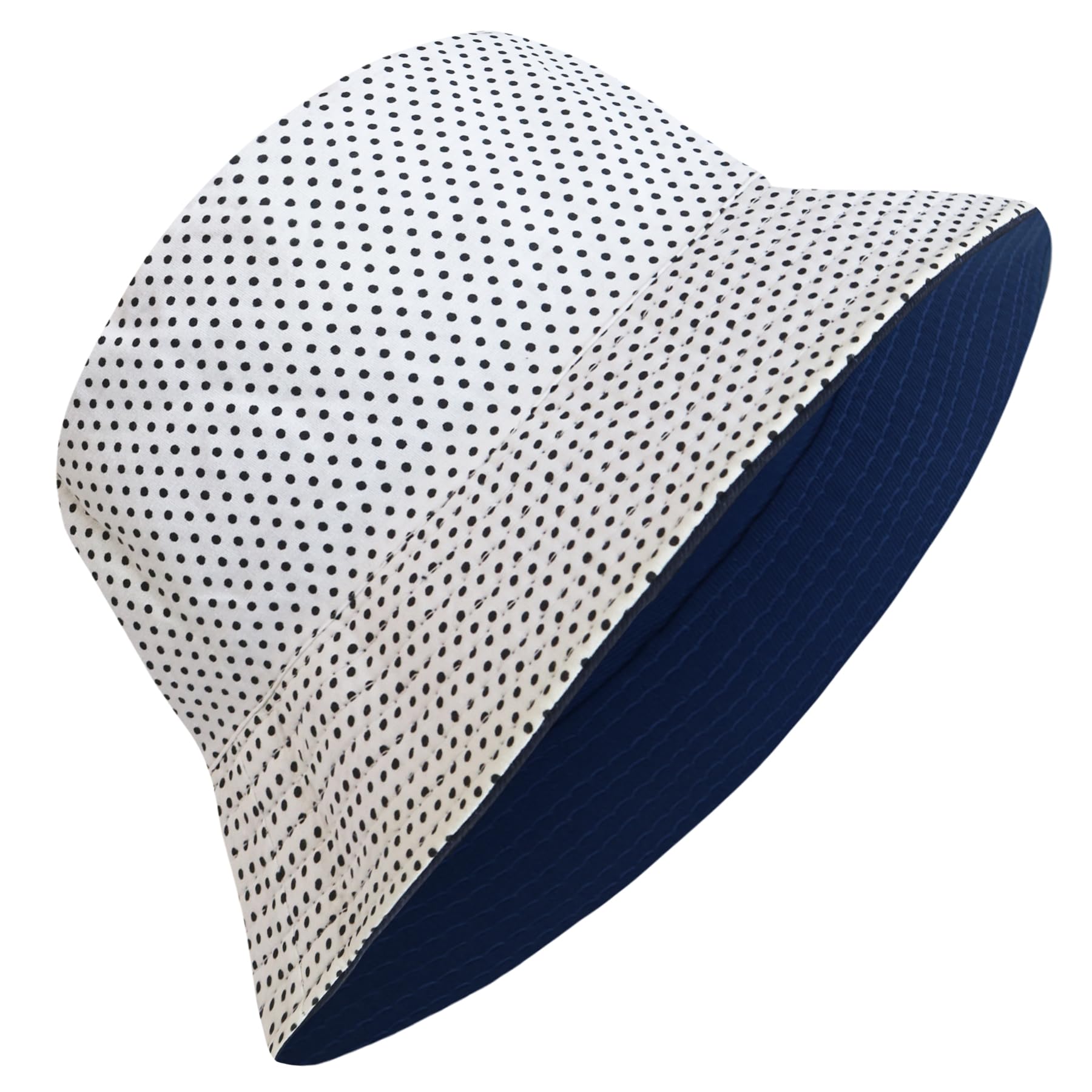 PFFY Reversible Bucket Hat for Women Men Summer Cotton Fishing Sun Beach Cap Blue/Dot
