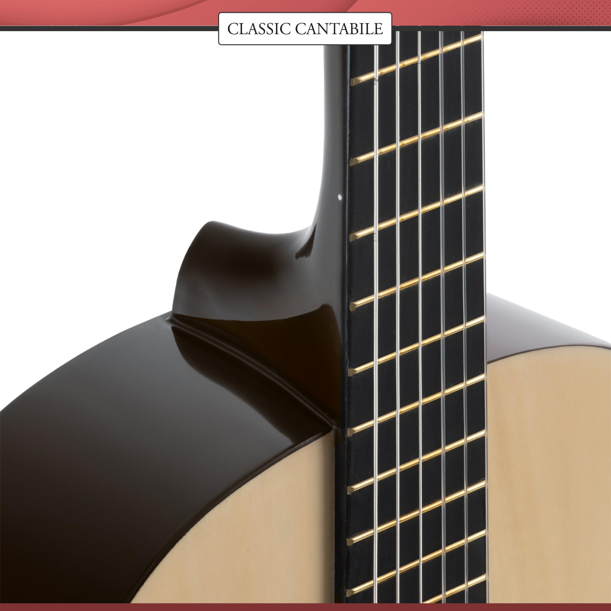 Classic Cantabile AS-851 1/2 Konzertgitarre Natur (Akustikgitarre, geeignet für Kinder im Alter von 6-8 Jahren, Bundmarkierung, Nylonsaiten)