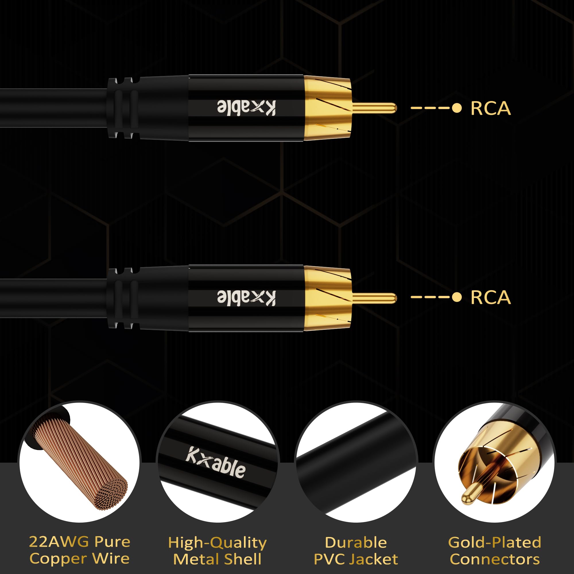 Cable de subwoofer RCA a RCA de 75 pies, cable de audio coaxial digital, cable RCA S/PDIF de alta calidad para cine en casa, HDTV, subwoofer, sistema de alta fidelidad, amplificador, cobre estañado de