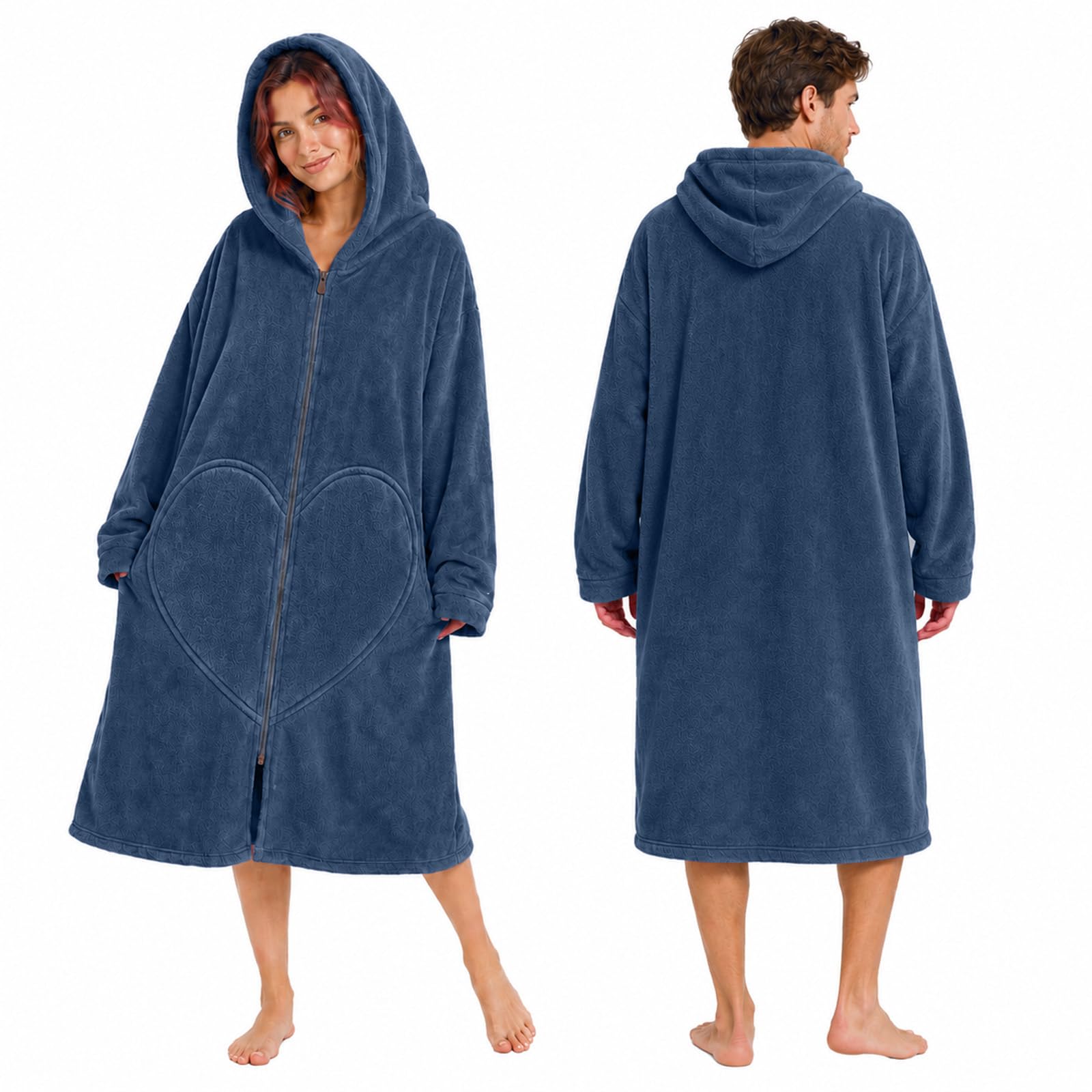 Surf Poncho Handtuch Badeponcho mit Kapuze Changing Robe badeponcho für Damen Herren, Schnelltrocknend, Leicht, Ideal für Strand, Schwimmen, Camping (Dunkelblau)