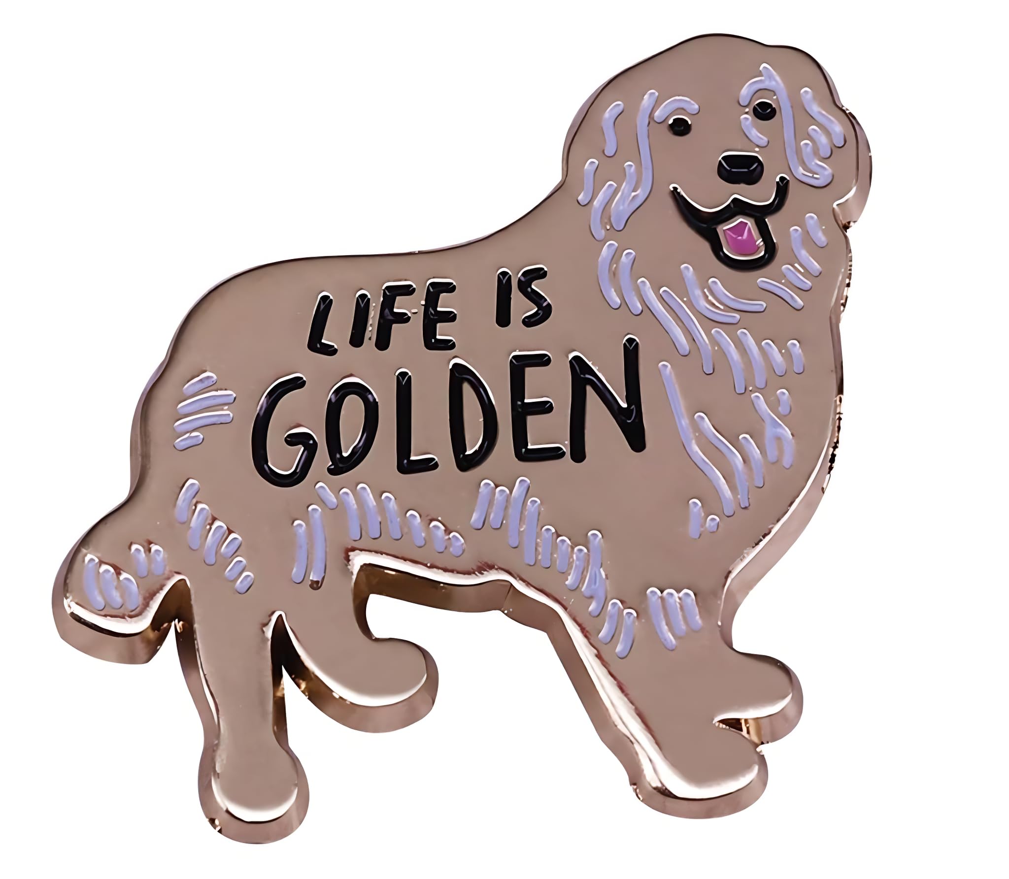 Ficsowy Enamel Pins Cute Life is Golden Funny Happy Dog Lapel Pin Lovers Cartoon Brooch Backpack Gifts for Friends (Golden Retriever)
