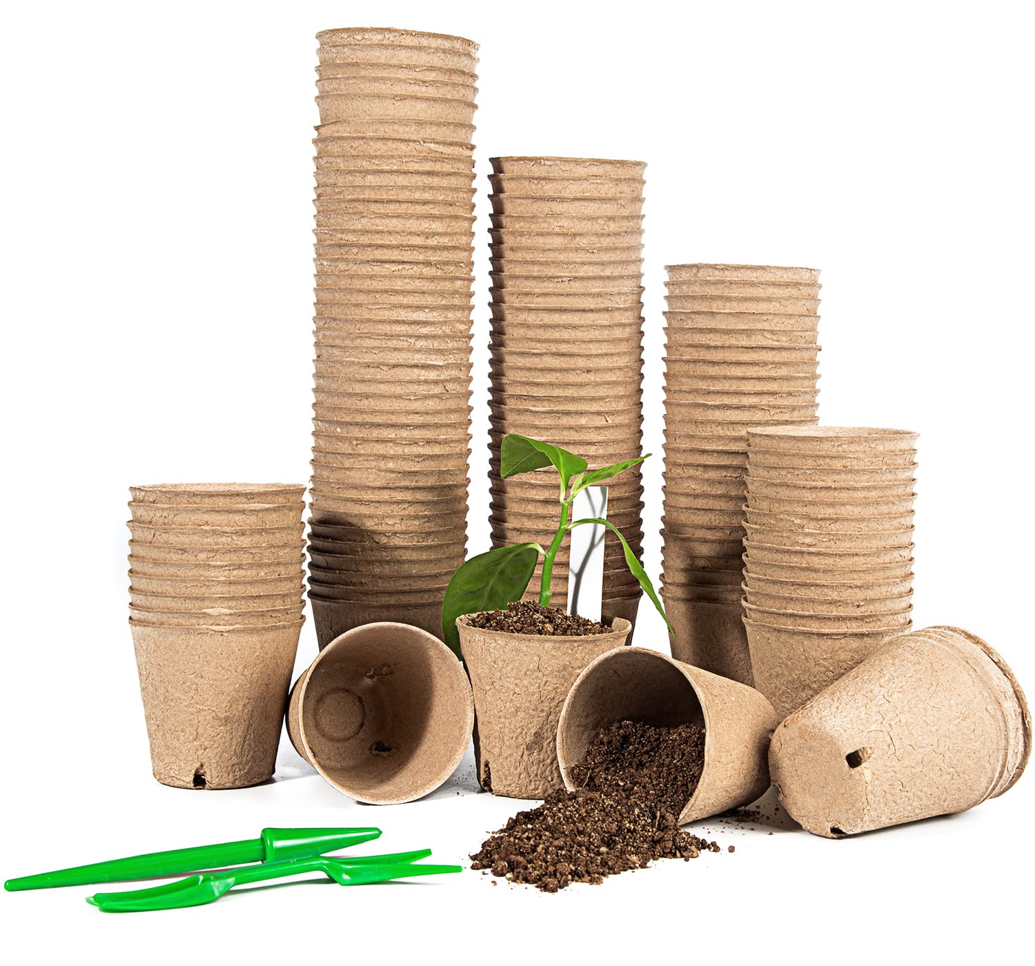 Baxrou120 Packs 3.15 Inch Peat Pots Plant Starters for Seedling, Biodegradable Herb Seed Starter Pots Kits, Seedling Pots, Garden Germination Nursery Pot wit 30 Plant Labels, 2 Transplant Tools.