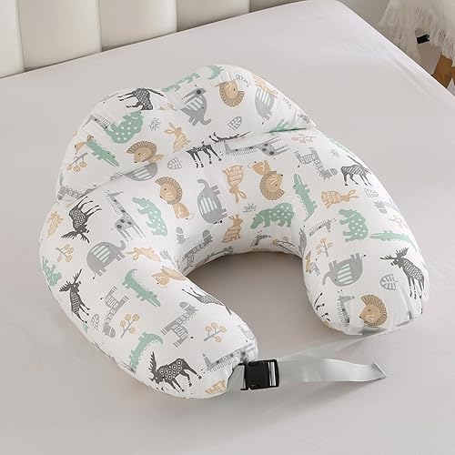 Miniatura 2 de Almohada de lactancia para lactancia materna, almohadas ergonómicas de alimentación para bebés con funda de algodón extraíble lavable, correa de