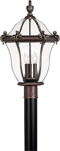 Hinkley San Clemente Collection - Soporte de poste grande para exteriores, diseño tradicional de tres luces, bronce cobre