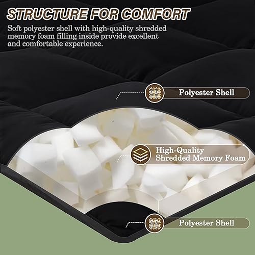 Miniatura 6 de Colchón japonés plegable y portátil, colchón de futón enrollable de 3 pulgadas, tapete de tatami negro para adultos y niños, espuma viscoelástica