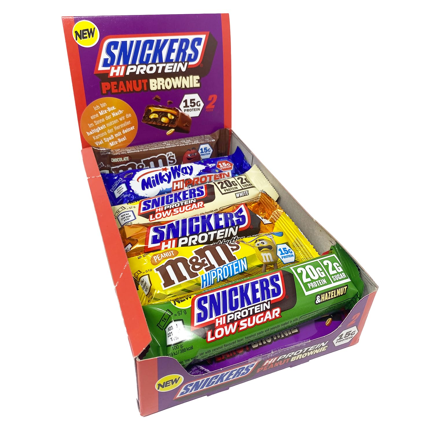 Snickers, Mars, M & M, Bounty, Milky Way Protein Bar Eiweiß Riegel Mix Box, 12 Riegel + GAMER SUPPS Traubenzucker (Best Of Mix, 12 Riegel) Geschenk für Sportler und Fitness