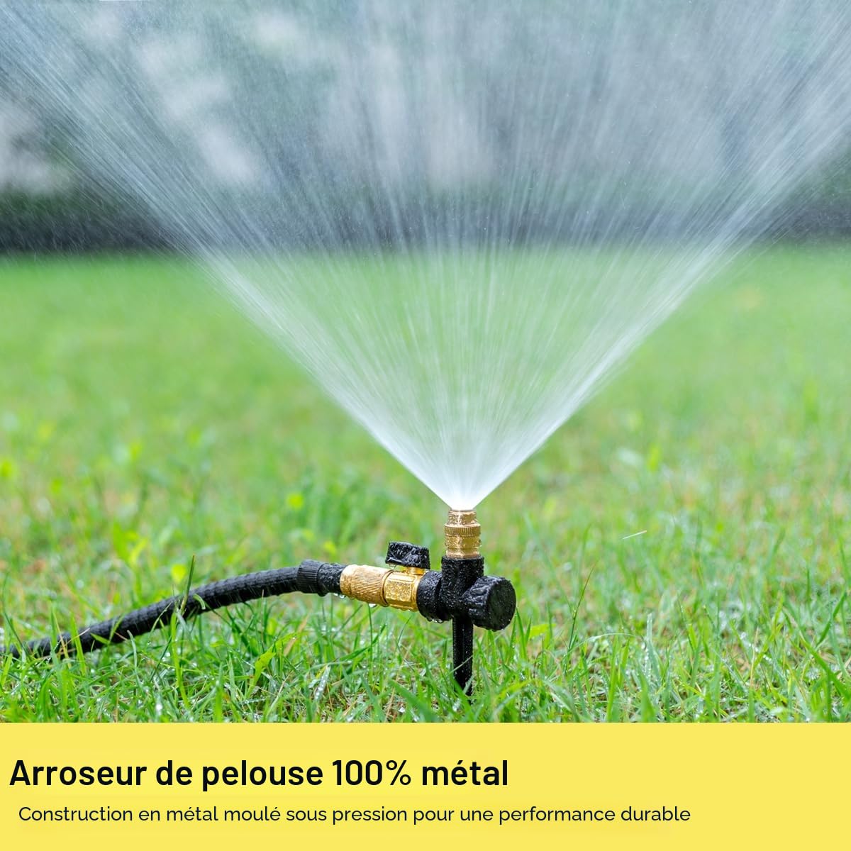 FANHAO Lot de 2 arroseurs de pelouse en métal pour Cour, buse réglable en laiton, couverture 360 degrés