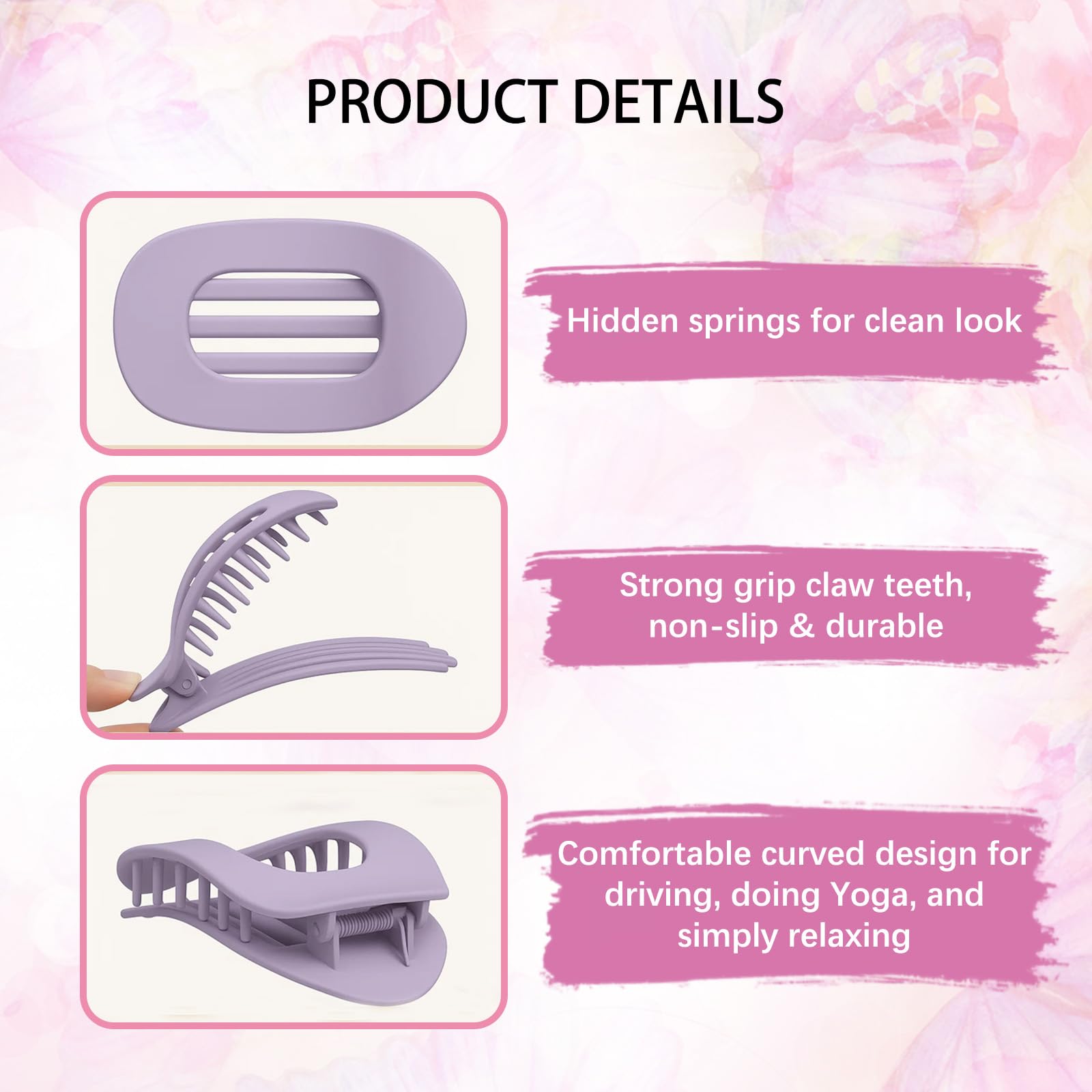 6PCS Flat Hair Claw Clips - Image 3