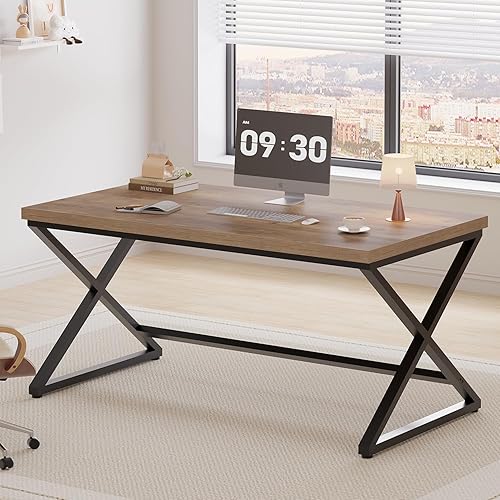 Miniatura 4 de IBF Escritorio de madera para computadora, moderno escritorio de oficina en casa, escritorio de estudio de trabajo de granja en el dormitorio,