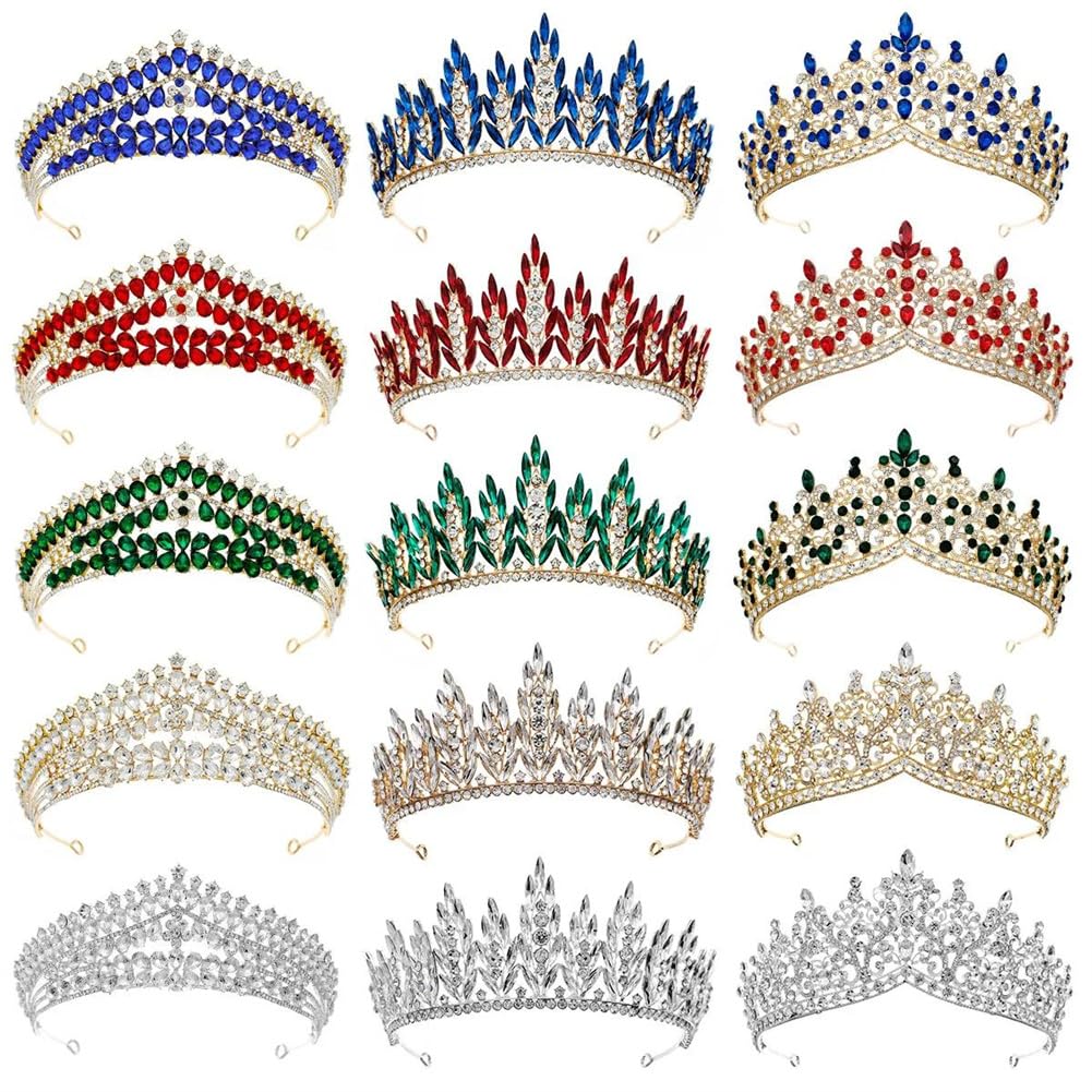 Corona e Tiara con Strass di Cristallo per Donne e Ragazze, Gioielli per Capelli da Sposa e da Festa (Oro)