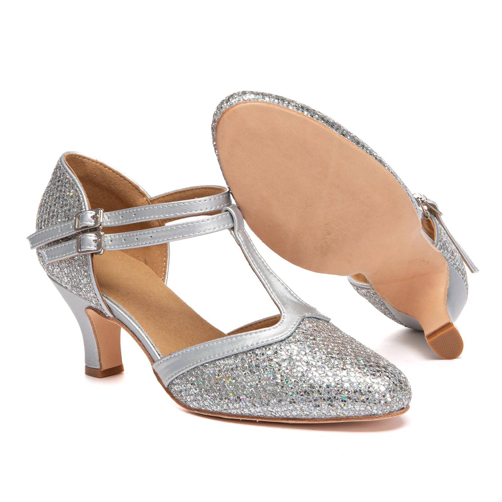 SWDZM Tanzschuhe Damen Geschlossen Glitzer Salsa Tango Soziale Ballsaal Pumps