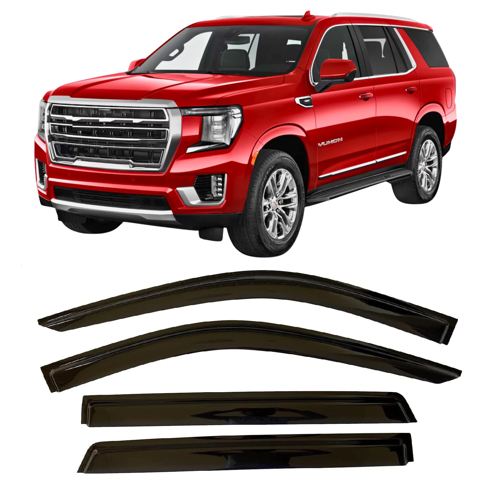 2025-2026 Chevy Equinox Window Visors (Not For EV) - 4pc Tape-On Rain Guards, Wind Deflectors For Weather & Noise Protection