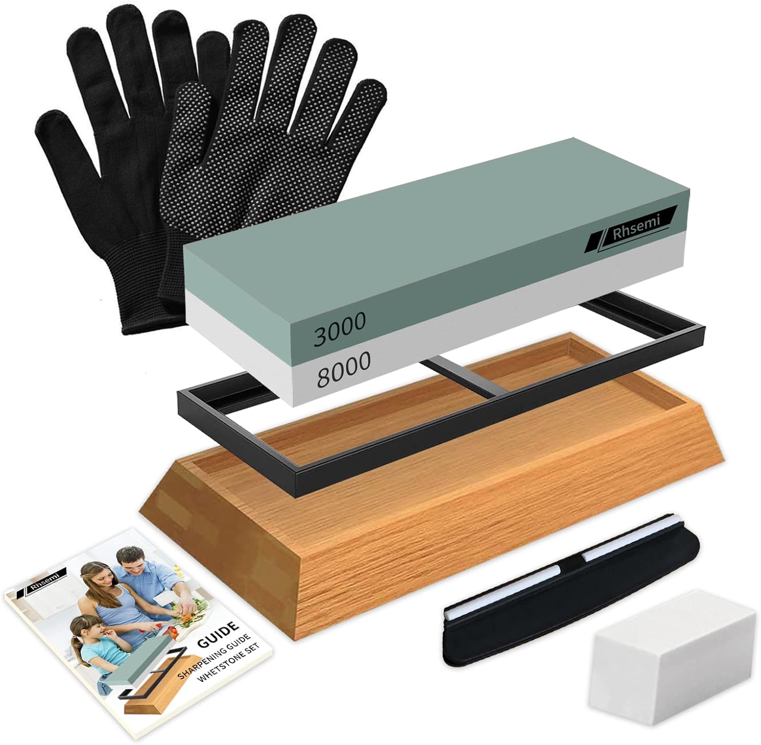 Sharpening Stones Kit,Premium 2IN1 Sharpening Stone 3000/8000 with Flattening